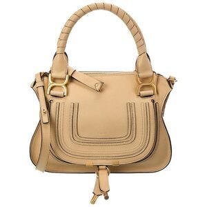 Chloé Marcie Small Leather Satchel, Beige